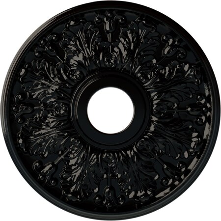 Ekena Millwork Apollo Ceiling Medallion (Fits Canopies up to 5 5/8"), 16 1/2"OD x 3 5/8"ID x 1 1/8"P, Black Pearl CM16APBPS